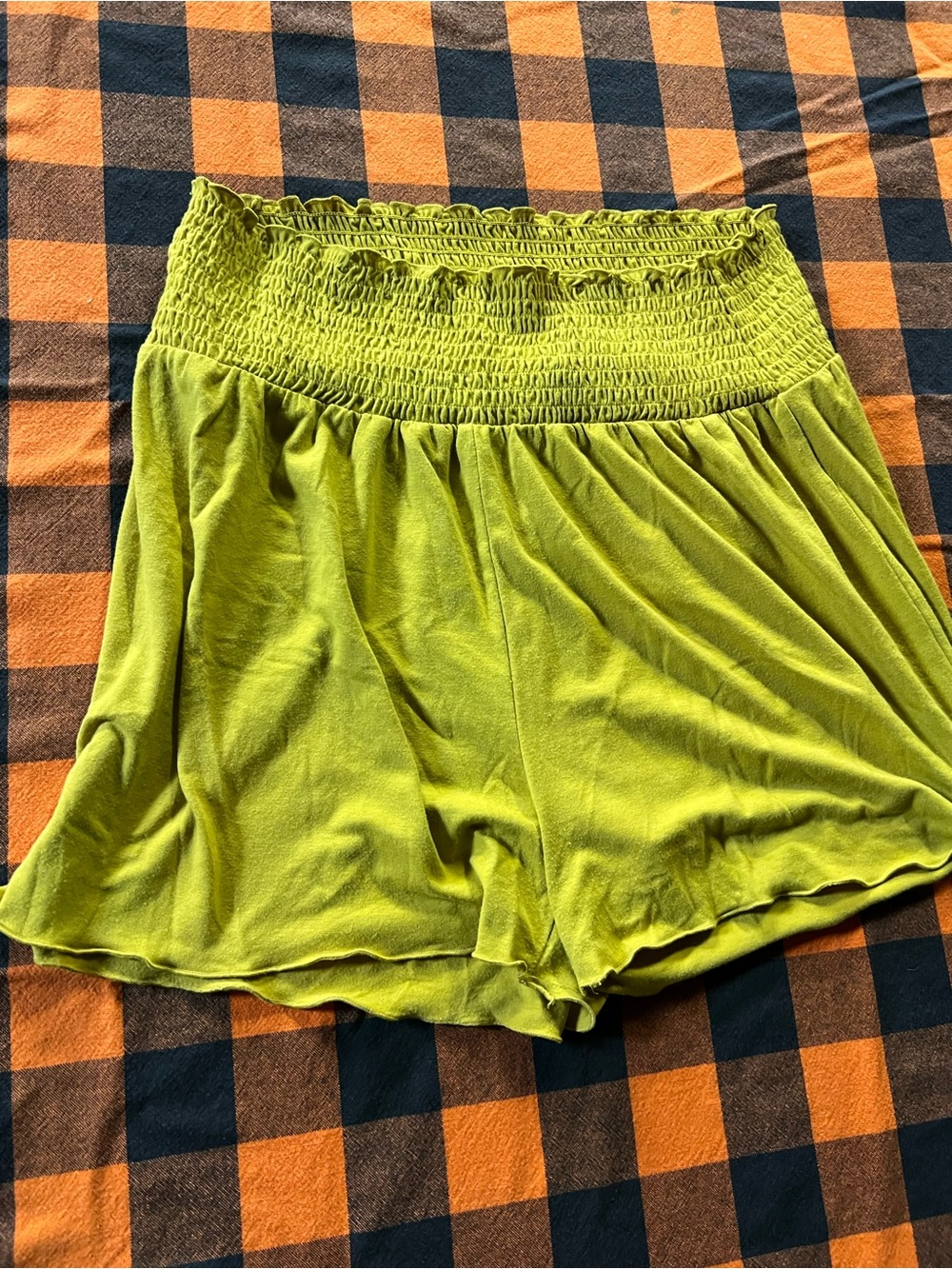 Zenana Outfitters Lime Green Smocked High Waist Flow Shorts